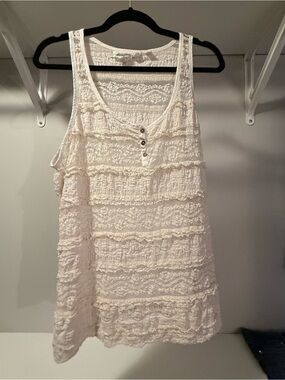 Women's Cream Lace Layered Tank Top
